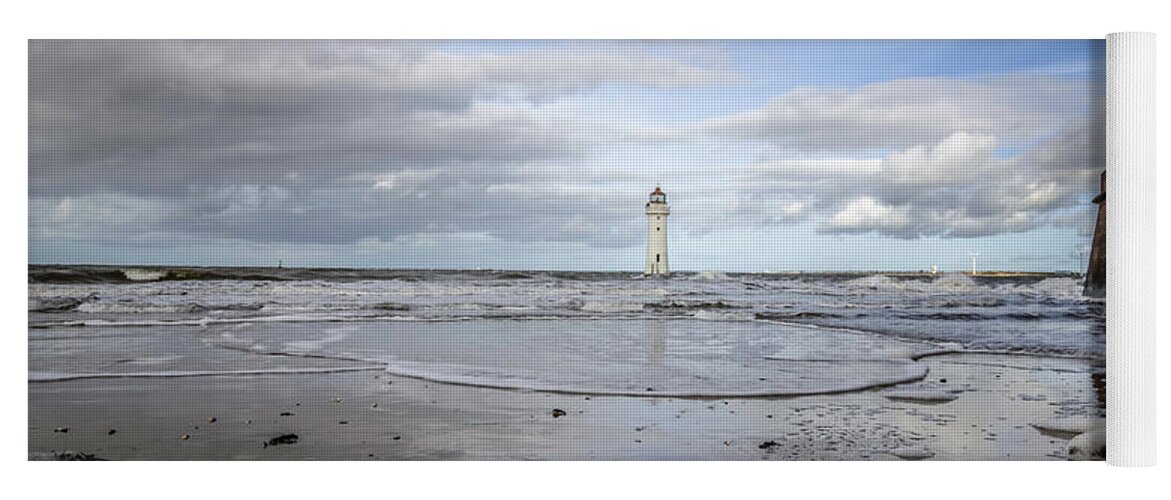 Autumn Yoga Mat featuring the photograph Tide coming in at Fort Perch Lighthouse by Spikey Mouse Photography