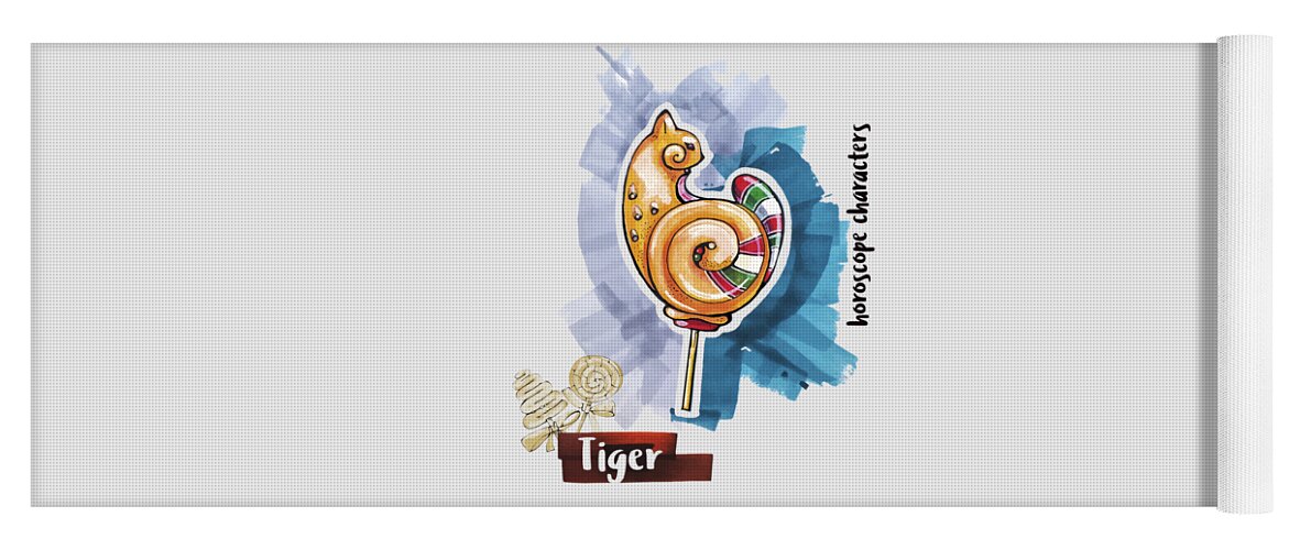 Zodiac Yoga Mat featuring the drawing Tiger Horoscope by Ariadna De Raadt