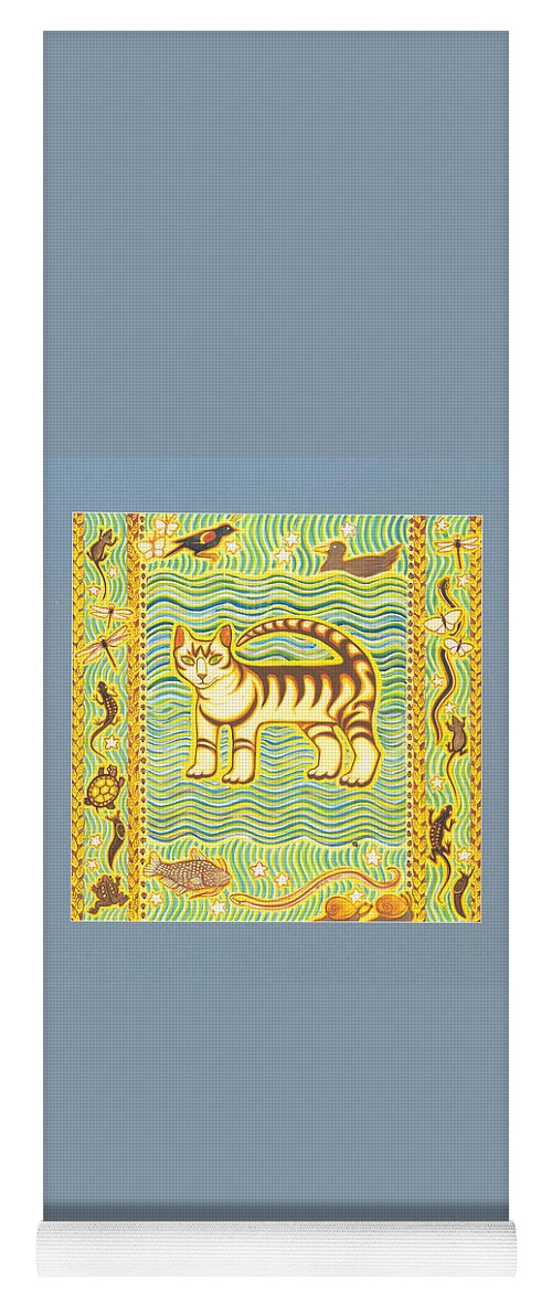 Cat Yoga Mat featuring the painting Tigger of the Wetlands by Ruth Hooper
