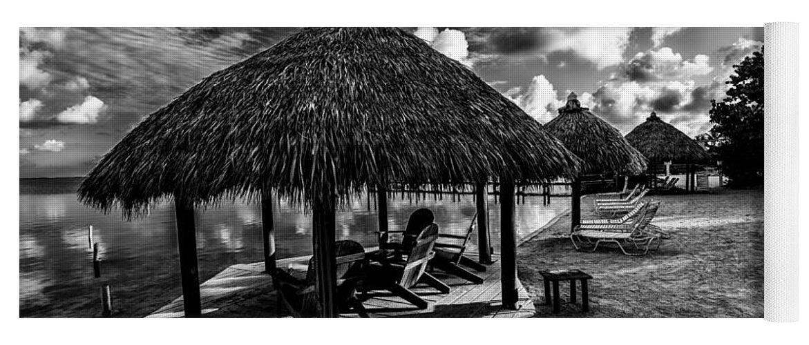 Black & White Yoga Mat featuring the photograph Tiki Hut by Kevin Cable
