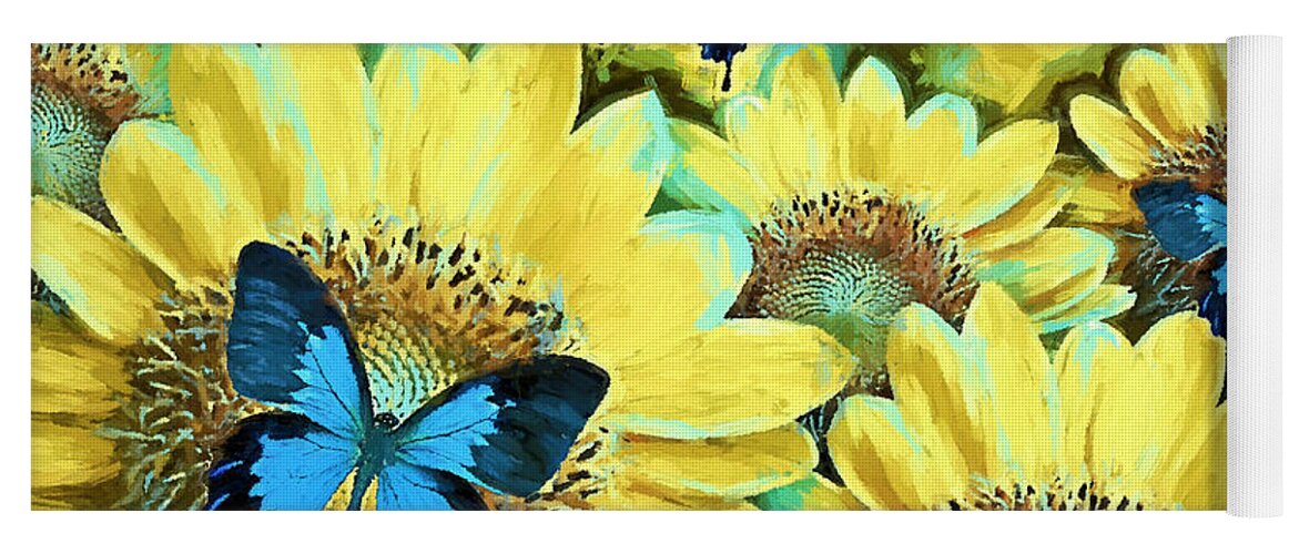 Blue Butterfly Yoga Mat featuring the painting Time Enough by Tina LeCour