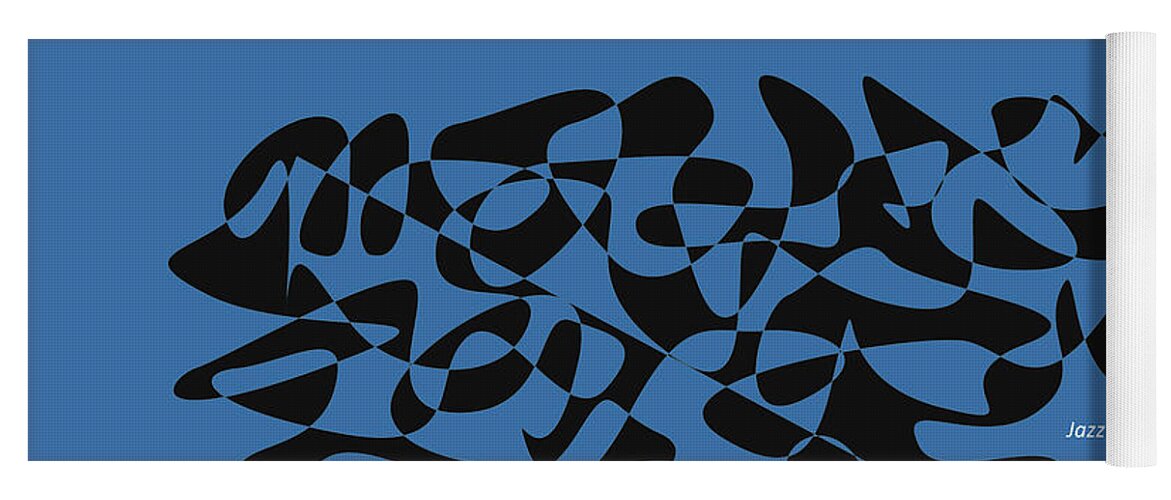 Jazzdabri Yoga Mat featuring the digital art Timpani in Blue by David Bridburg