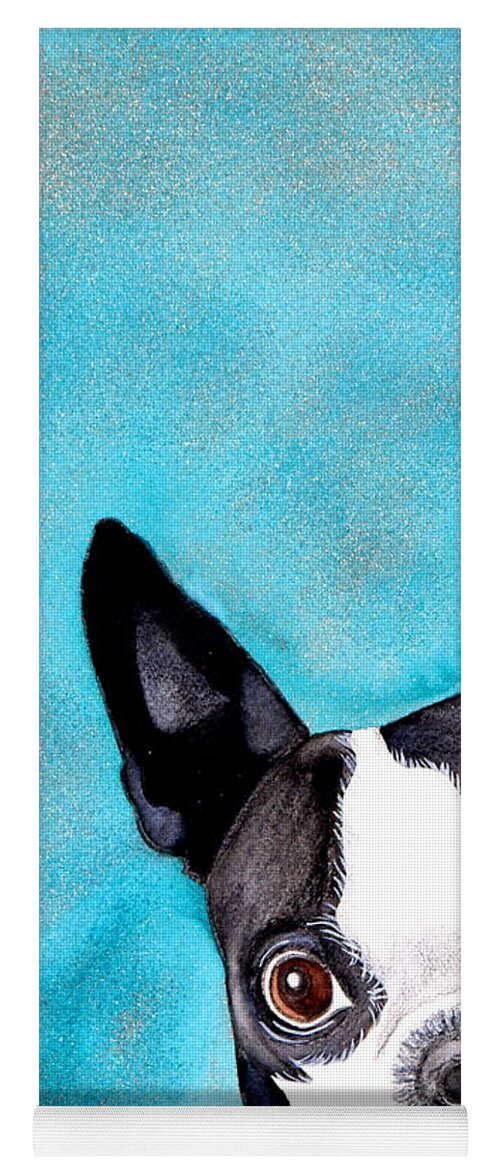 Blue Yoga Mat featuring the painting Toby Watercolor by Kimberly Walker