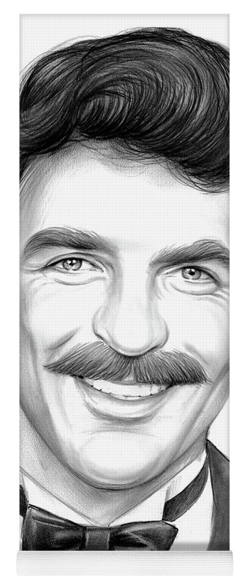 Tom Selleck Yoga Mat featuring the drawing Tom by Greg Joens