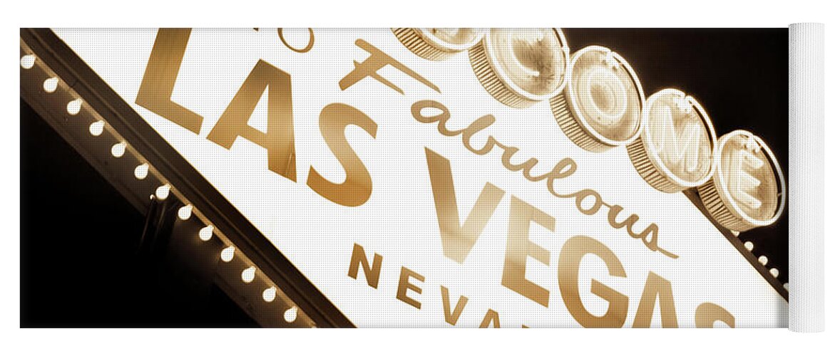 Las Vegas Sign At Night Yoga Mat featuring the photograph Tonight In Vegas by Az Jackson