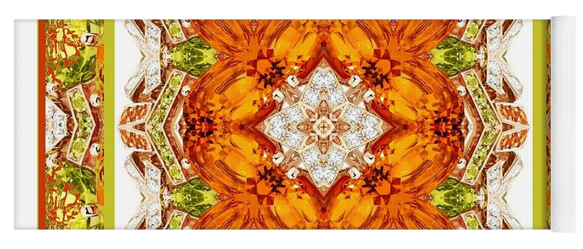 Kaleidoscope Yoga Mat featuring the digital art Topaz and Peridot Bling Kaleidoscope by Charmaine Zoe