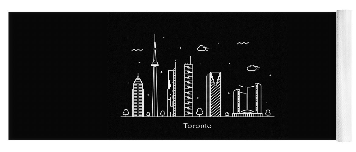 Toronto Yoga Mat featuring the drawing Toronto Skyline Travel Poster by Inspirowl Design