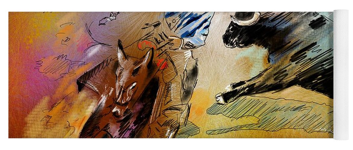 Bullfight Yoga Mat featuring the painting Toroscape 42 by Miki De Goodaboom