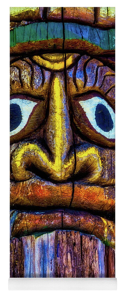 Colorful Yoga Mat featuring the photograph Totem Colorful Face by Garry Gay