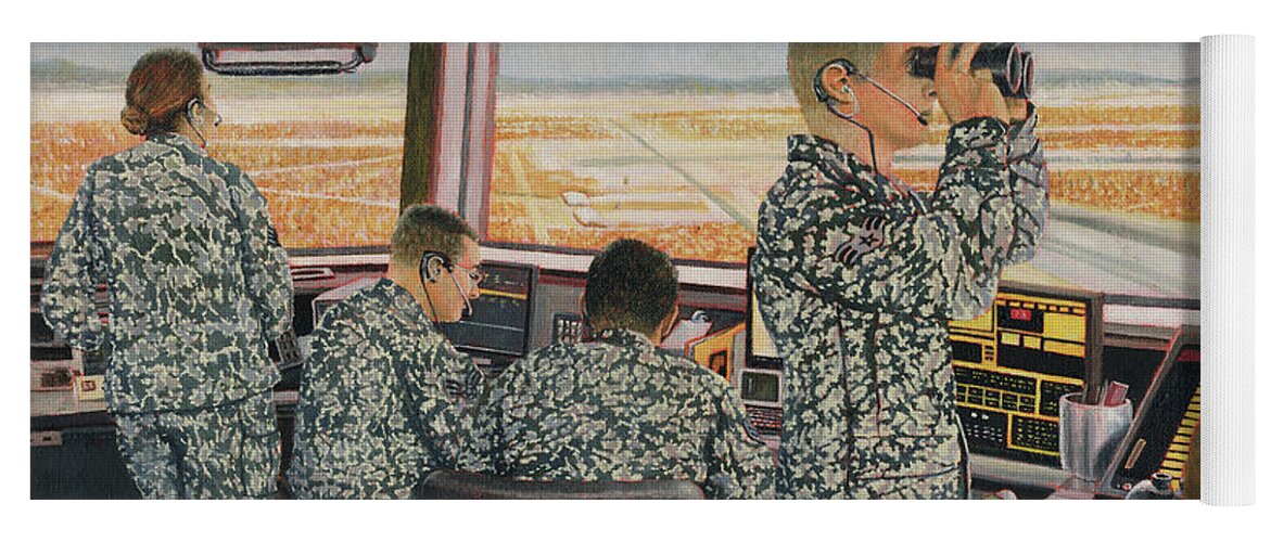 Air Force Yoga Mat featuring the painting Tower Crew by Douglas Castleman