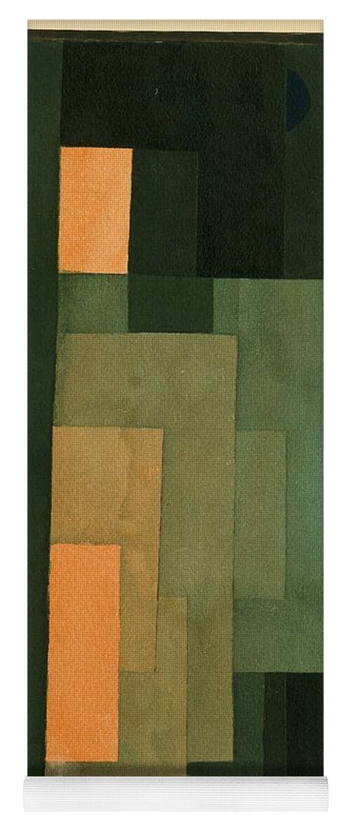 Paul Klee Yoga Mat featuring the painting Tower In Orange And Green by Paul Klee