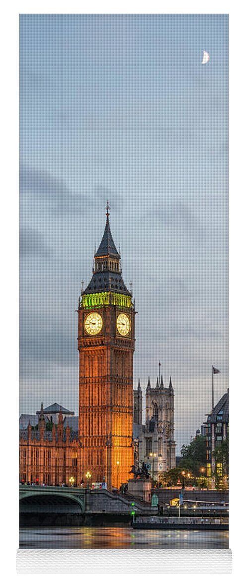 London Tower Yoga Mat featuring the digital art Tower of London in the moonlight by Michael Lee