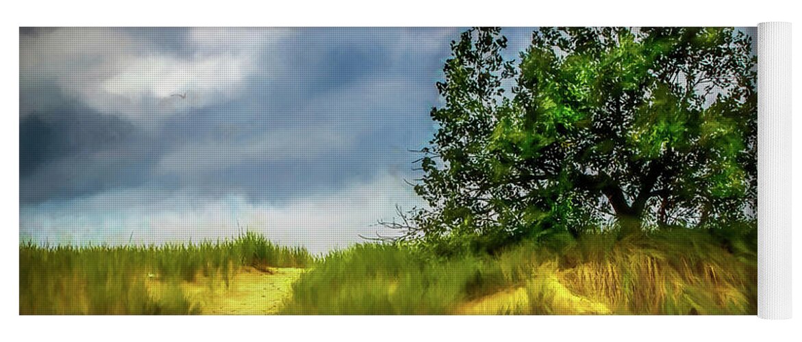 Art Yoga Mat featuring the photograph Trail through the dunes painterly version by Randall Nyhof