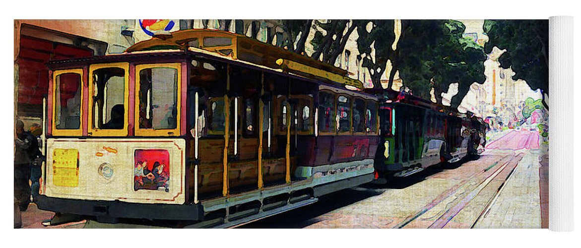 Trams Yoga Mat featuring the photograph Trams in San Francisco by Vanessa Thomas
