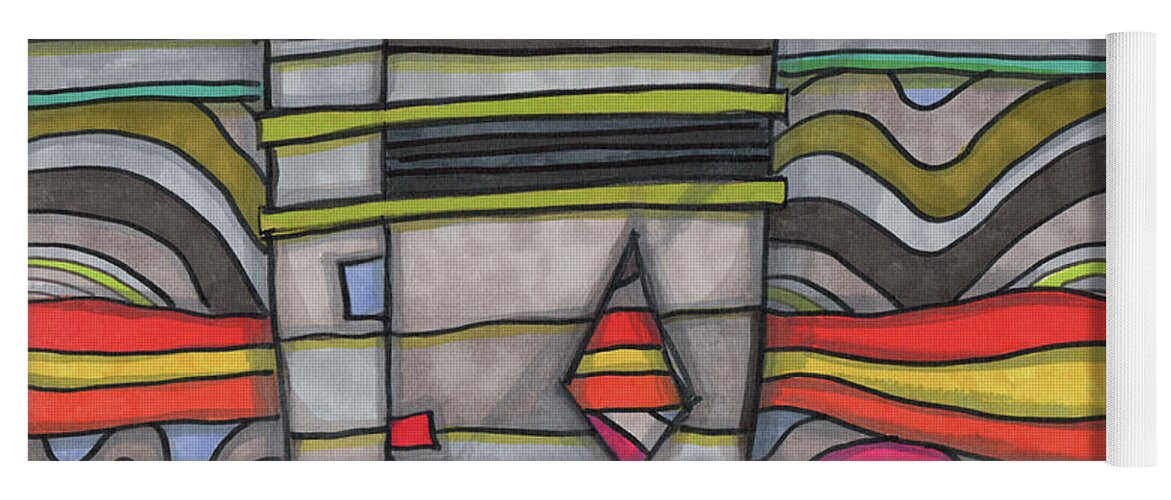 Abstract Yoga Mat featuring the drawing Enchanted Trash Can by Sandra Church