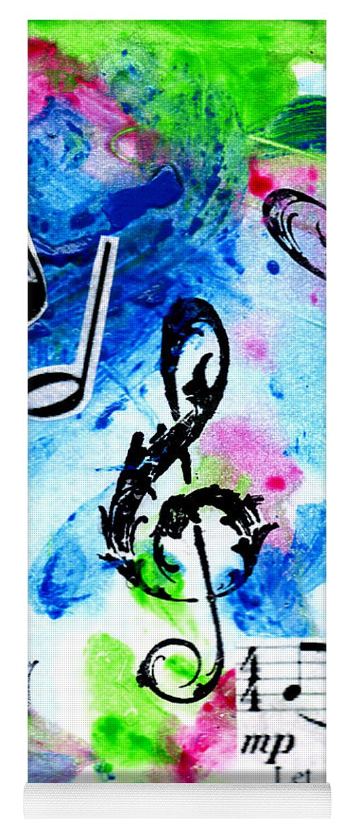 Music Yoga Mat featuring the mixed media Treble MP by Genevieve Esson