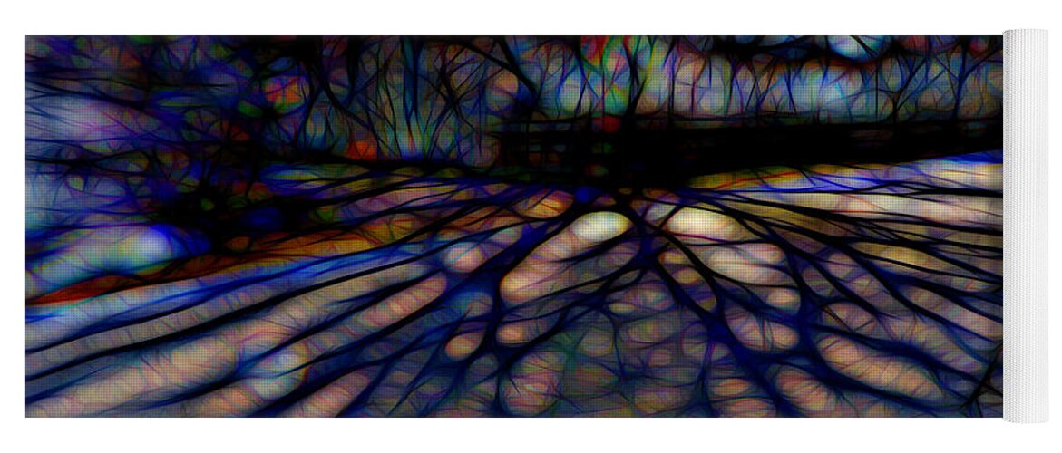 Colorful Tree Yoga Mat featuring the digital art Tree and Shadow by Lilia S