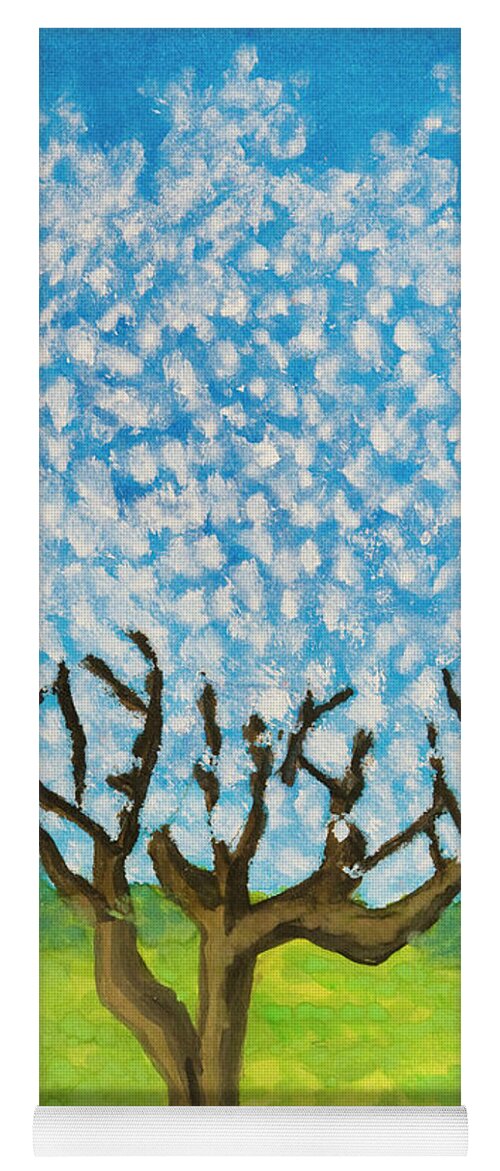 Art Yoga Mat featuring the painting Tree in blossom, painting by Irina Afonskaya