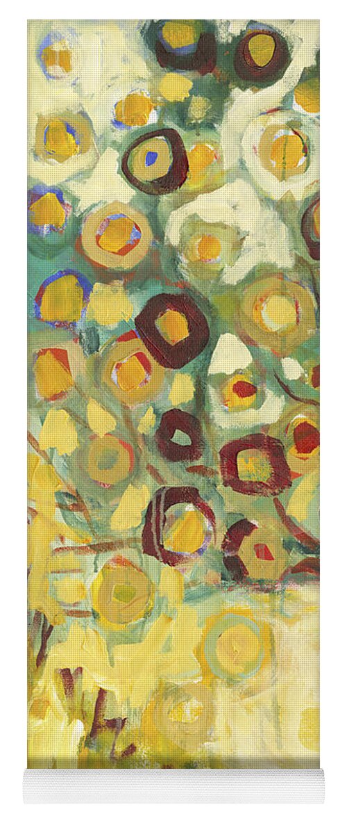 Tree Life Abstract Modern Circles Contemporary Nature Yoga Mat featuring the painting Tree of Life in Autumn by Jennifer Lommers