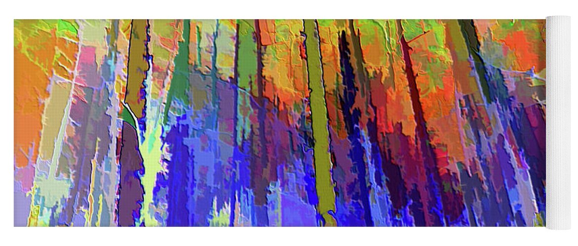 Abstract Yoga Mat featuring the mixed media Trees Abstract by Rosalie Scanlon