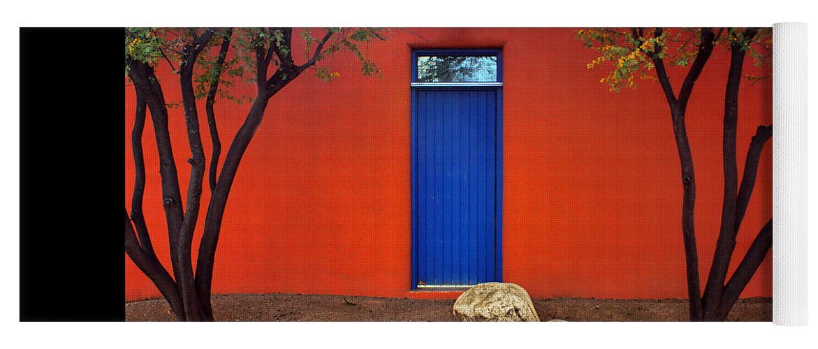 Door Yoga Mat featuring the photograph Trees and Door - Barrio Historico - Tucson by Nikolyn McDonald