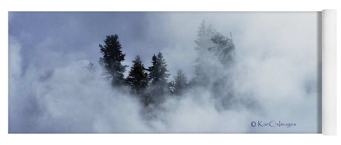 Firehole River Yoga Mat featuring the photograph Trees through Firehole River Mist by Kae Cheatham