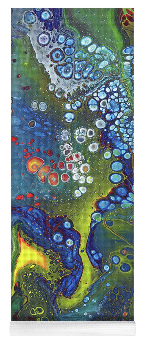Acrylic Pour Yoga Mat featuring the mixed media Tri Space Centre by David Bader