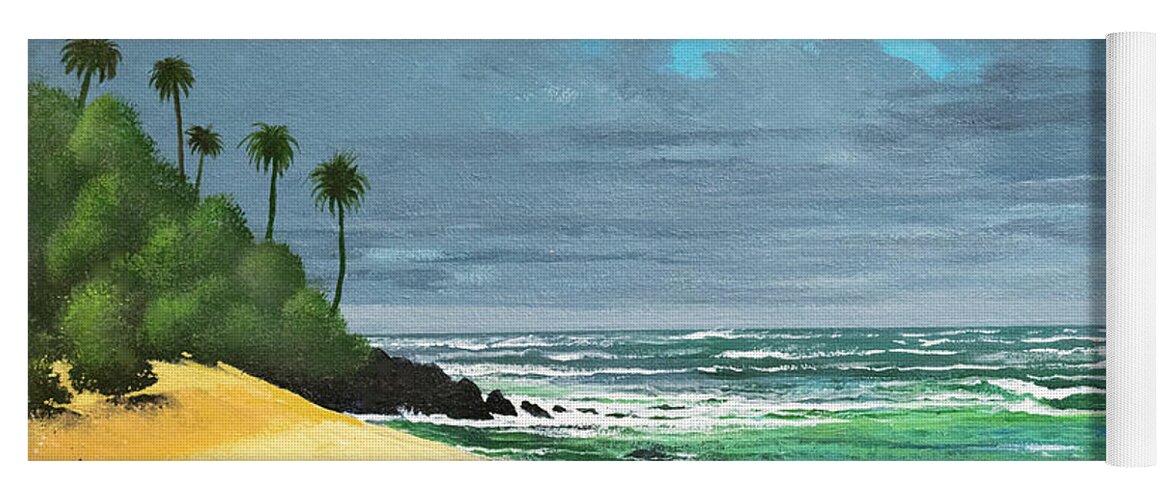 Tropical Beach Yoga Mat featuring the painting Tropical Beach by Frank Wilson