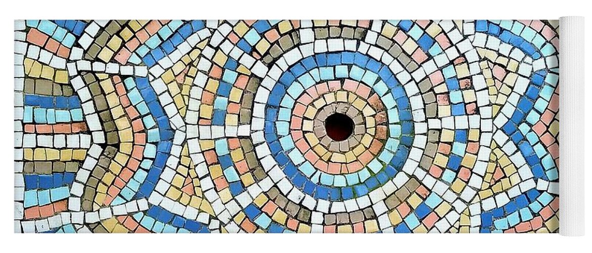 Mosaic Yoga Mat featuring the ceramic art Tropical Colors Mosaic by Lou Ann Bagnall