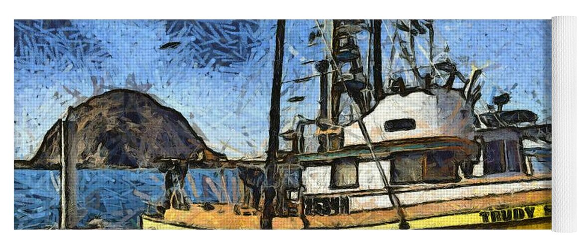Trudy S Yoga Mat featuring the photograph Trudy S Fishing Boat Morro Bay California Abstract by Floyd Snyder