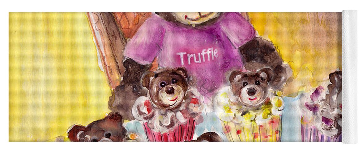 Animals Yoga Mat featuring the painting Truffle McFurry And The Bear Cupcakes by Miki De Goodaboom