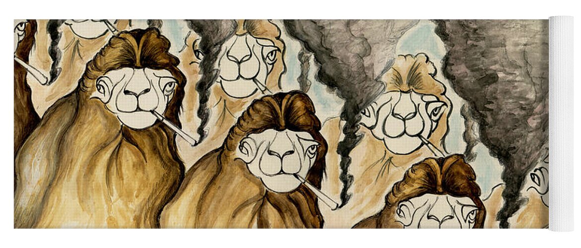Stop Smoking Camels - Funny Cartoon Yoga Mat by Peter Potter - Fine Art  America