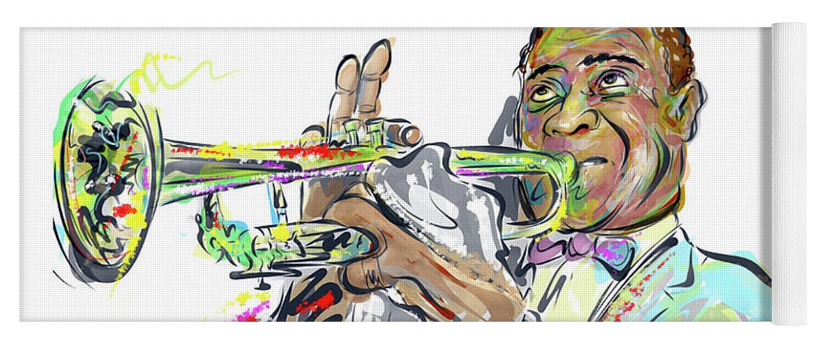 The New Yorker. Satchmo Yoga Mat featuring the mixed media Louis Armstrong by Mark Tonelli