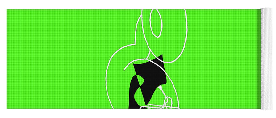 Jazzdabri Yoga Mat featuring the digital art Tuba in Green by David Bridburg