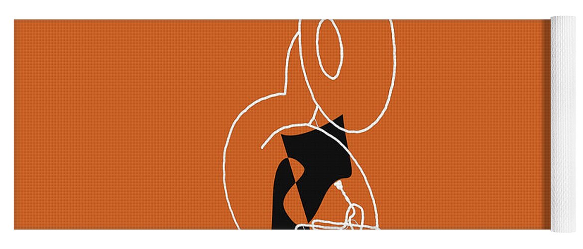 Jazzdabri Yoga Mat featuring the digital art Tuba in Orange by David Bridburg