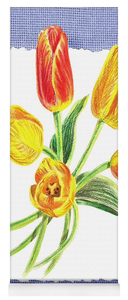 Tulip Bouquet On Baby Blue Yoga Mat featuring the painting Tulip Bouquet On Baby Blue by Irina Sztukowski
