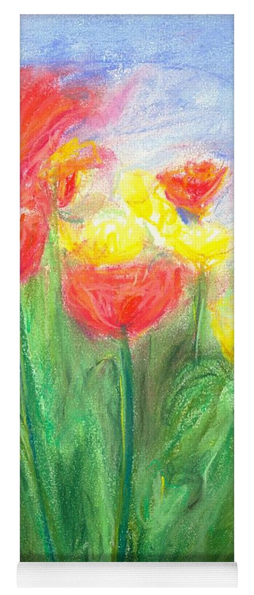 Tulips Yoga Mat featuring the pastel Tulips by Christine Jepsen