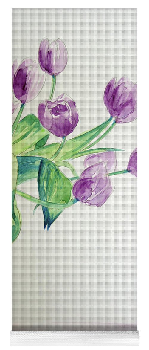 Flowers Yoga Mat featuring the painting Tulips in Purple by Julie Lueders 