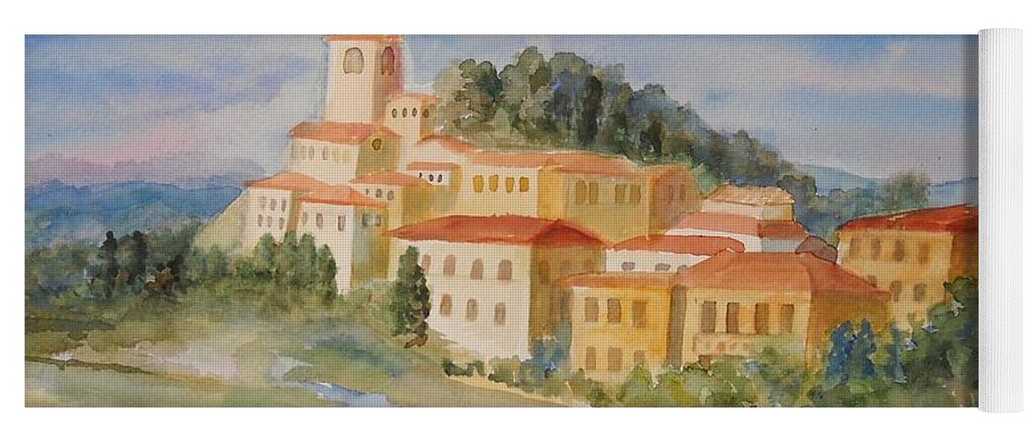 Tuscany Yoga Mat featuring the painting Tuscan Hilltop Village by Marilyn Young
