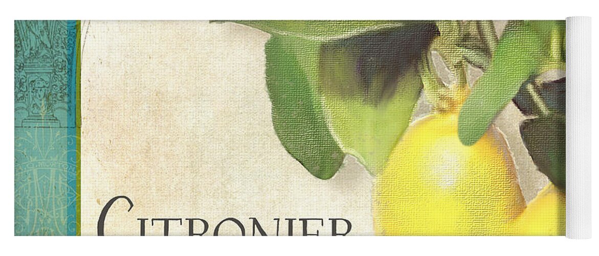 Lemon Yoga Mat featuring the painting Tuscan Lemon Tree - Citronier Citrus Limonum Vintage Style by Audrey Jeanne Roberts