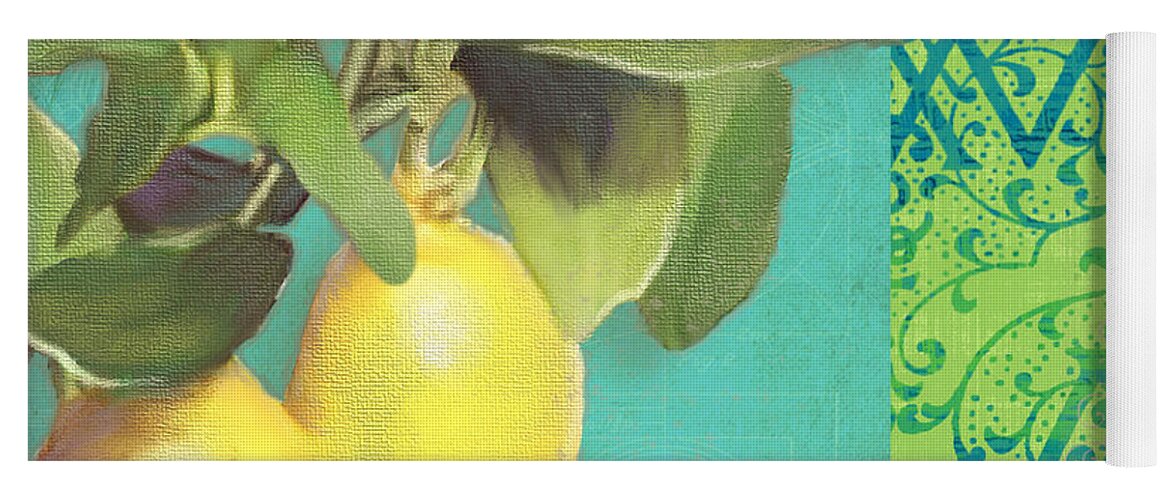 Tuscan Yoga Mat featuring the painting Tuscan Lemon Tree - Citrus Limonum Damask by Audrey Jeanne Roberts