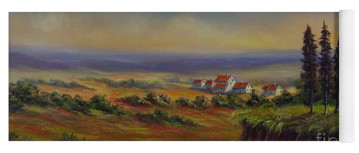 Tuscany Painting Yoga Mat featuring the painting Tuscany at Dusk by Charlotte Blanchard