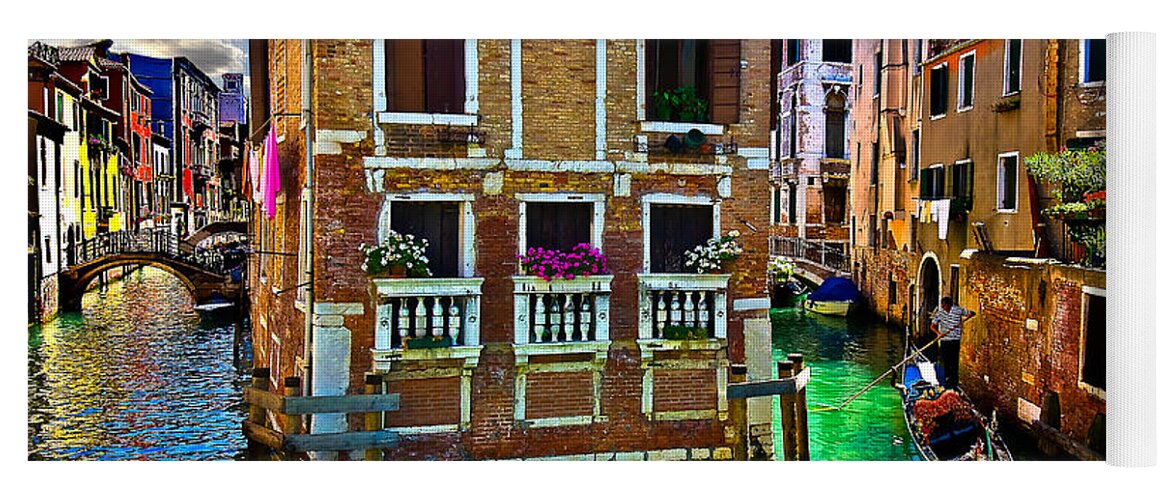 Venice Yoga Mat featuring the photograph Twin Canals by Harry Spitz