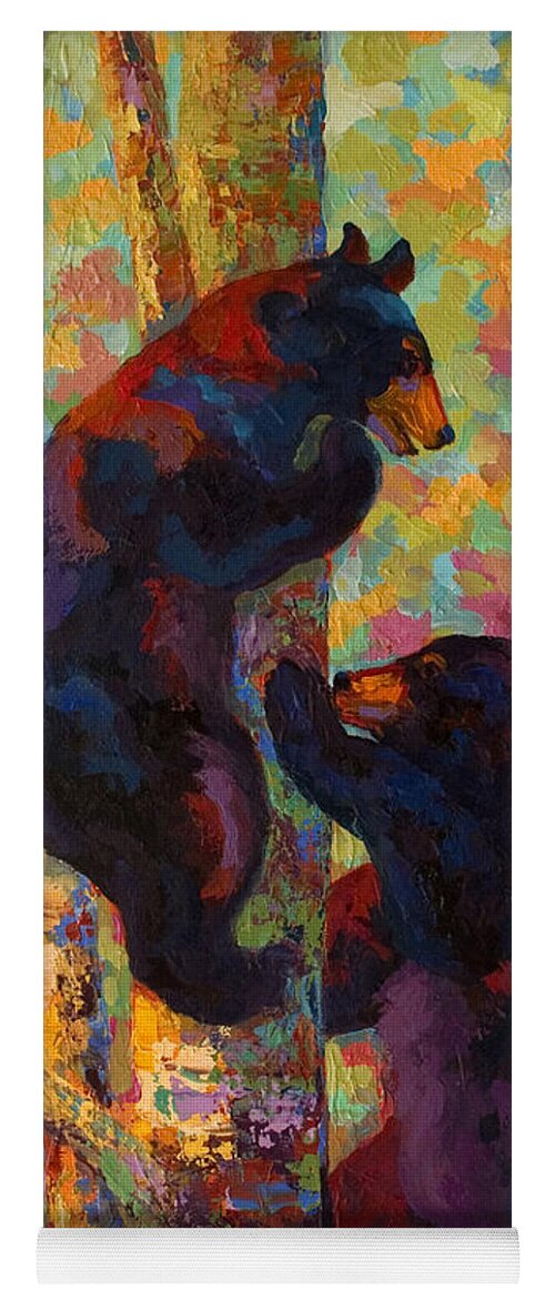 Bear Yoga Mat featuring the painting Two High - Black Bear Cubs by Marion Rose