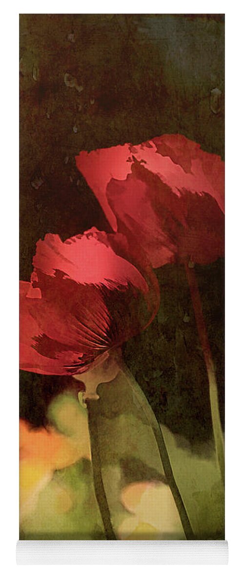 Poppy Yoga Mat featuring the painting Two Poppies by Elaine Teague