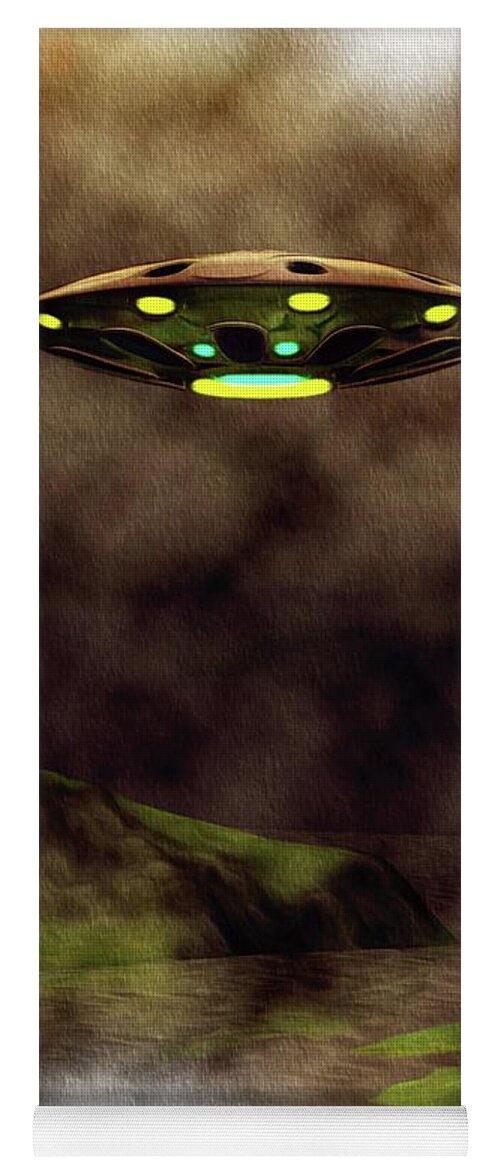 Ufo Yoga Mat featuring the painting UFO Evening by Esoterica Art Agency