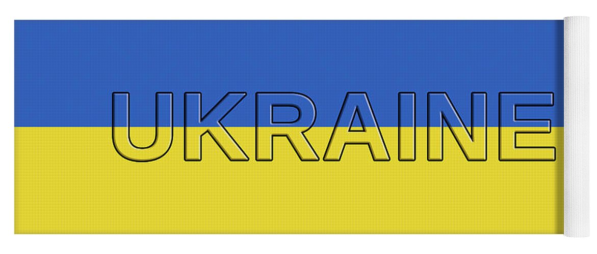 Kiev Yoga Mat featuring the digital art Ukraine on a flag of Ukraine by Roy Pedersen