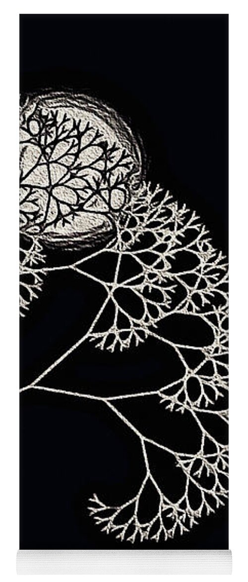 Abstract Fractal Tree Yoga Mat featuring the painting Under a Pearl Moon by Susan Maxwell Schmidt