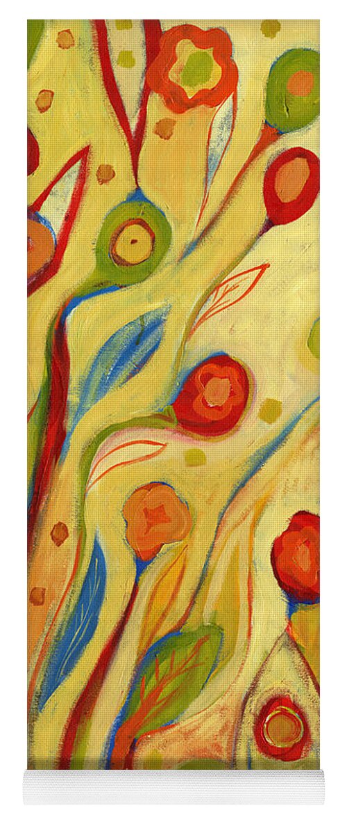 Floral Yoga Mat featuring the painting Under a Sky of Peaches and Cream by Jennifer Lommers