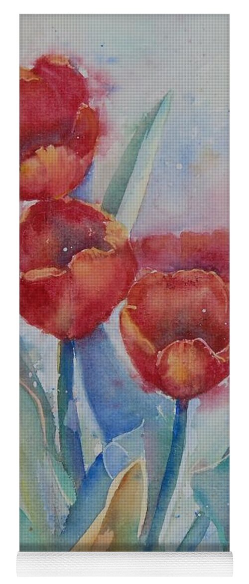 Flowers Yoga Mat featuring the painting Undersea Tulips by Ruth Kamenev